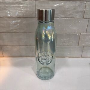 Starbucks Iridescent Rainbow Recycled Glass Water Bottle 20oz Made In Spain 2019